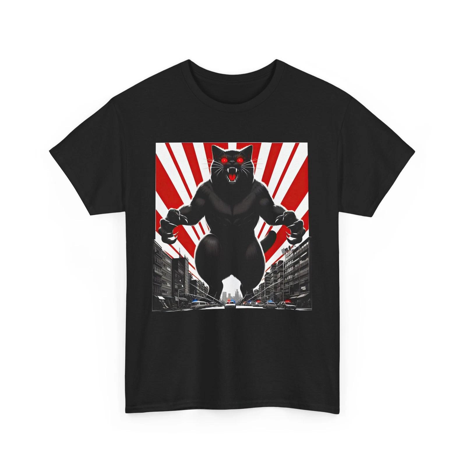 Catzilla Cat Japanese art T-Shirt | Japanese Cyberpunk Tee | Urban Neon Shirt 2XL