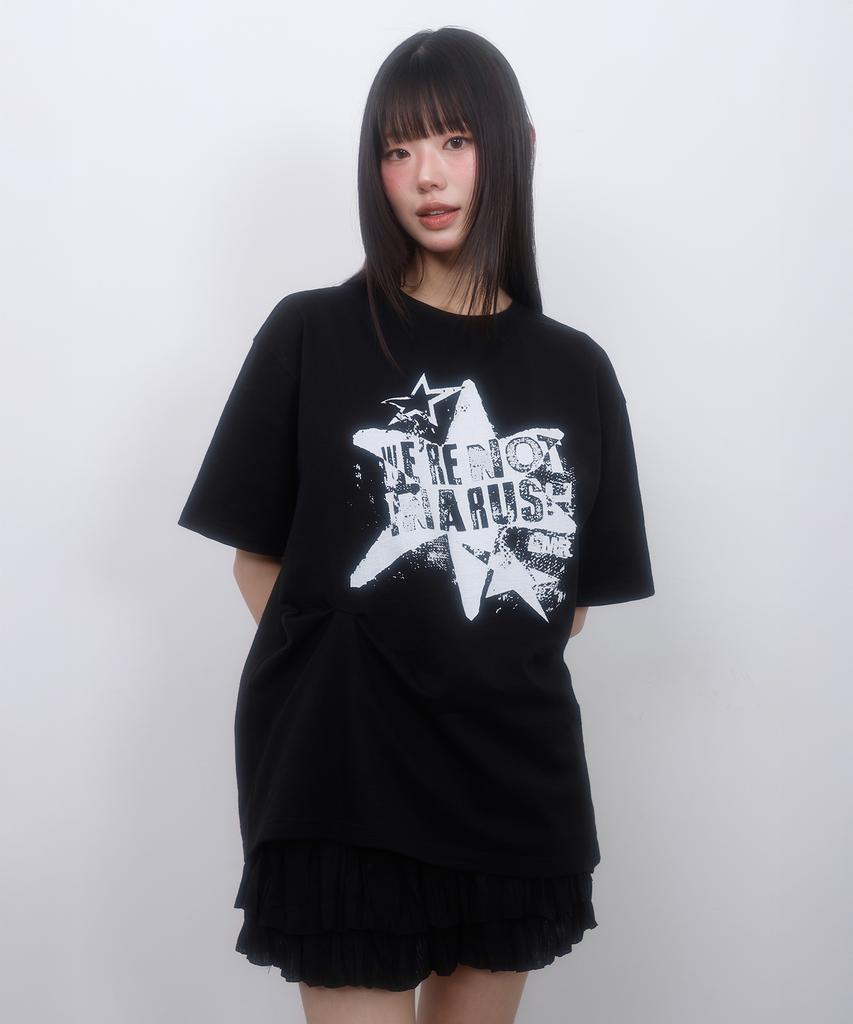 LMR Vintage Star Slub Pintuck Short Sleeve T-Shirt Black
