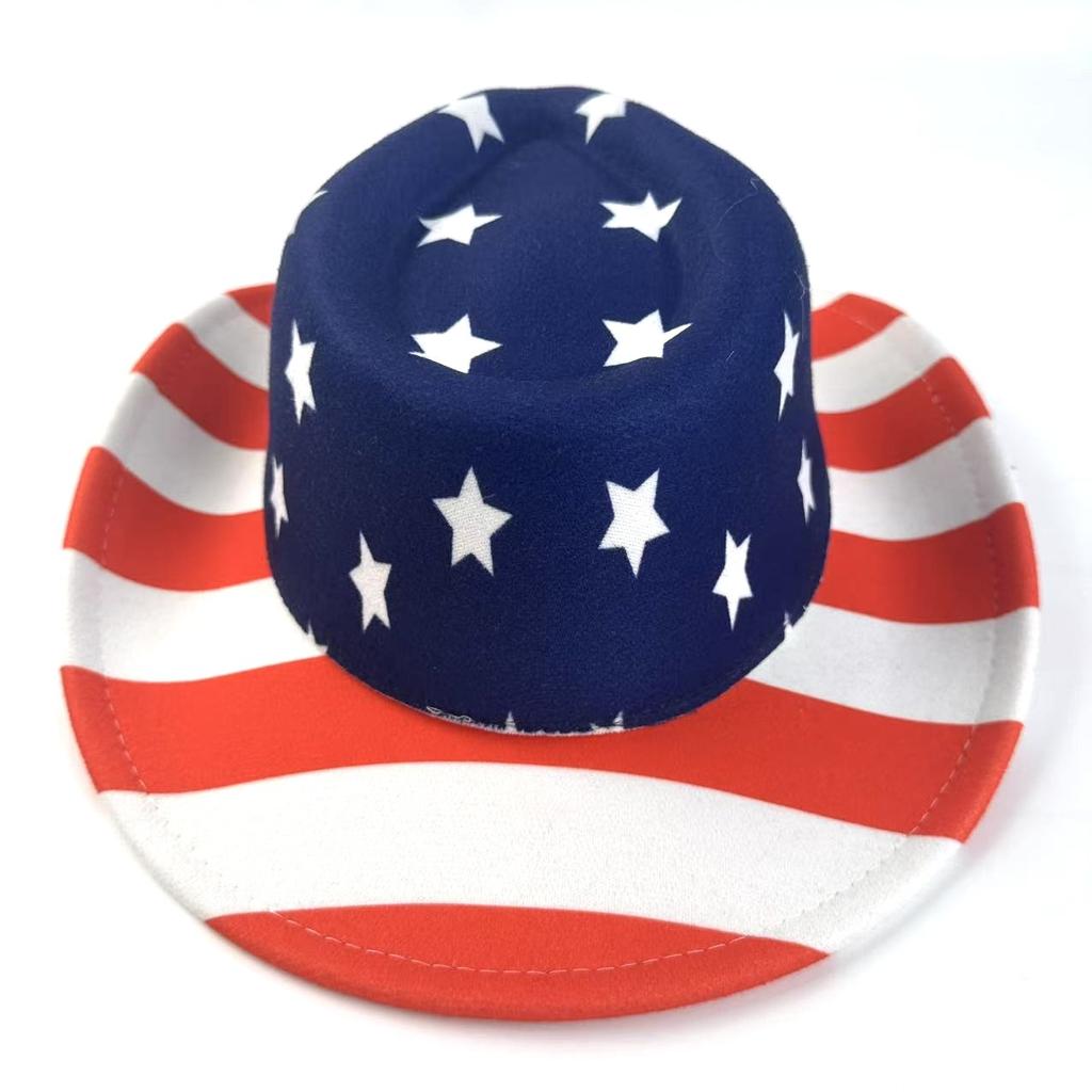 American Independence Day Flag Pattern Western Cowboy Hat Sunshade Panama Hat