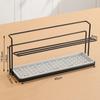 Kitchen Simple Double-layer Drain Cup Holder with Tray Multi-functional Desktop Thermos Cup Glasses Layered Metal Storage Rack