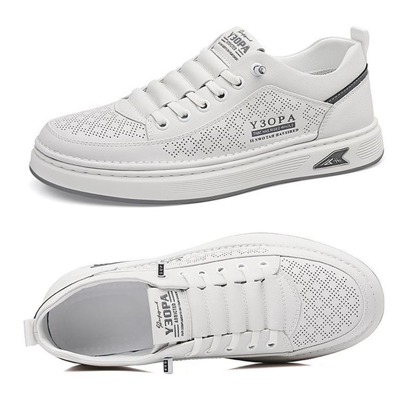 Frühling Sommer Herrenmode Sneaker Flach Weiche Weiße Schuhe Lässiges Herrenschuhwerk Atmungsaktiv