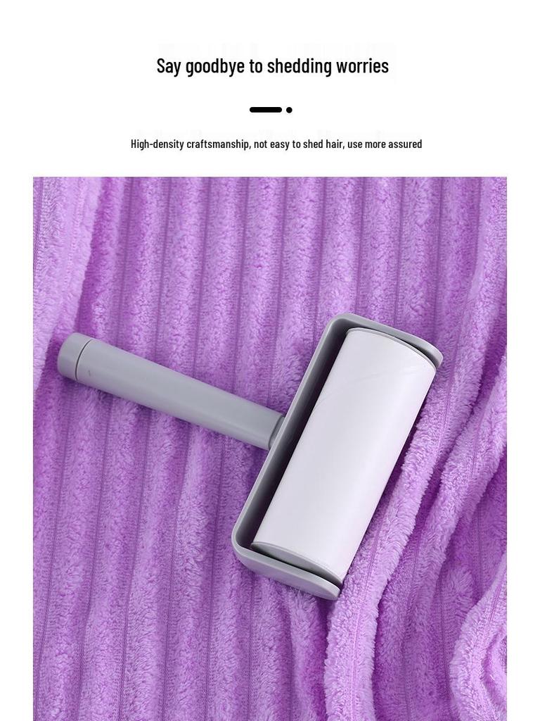 Dicker Kapuzen-Bademantel für Damen in Candy-Streifen, Übergröße, Korallenfleece