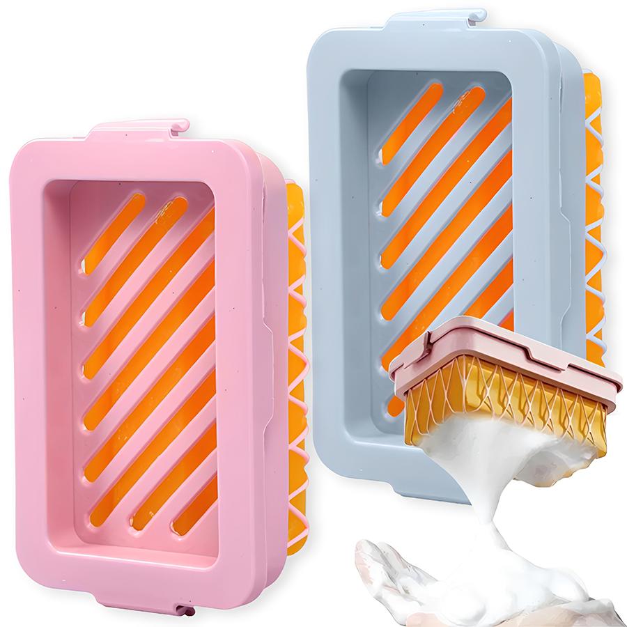 2in1 Anti-shedding Soap Storage Box with Mesh Surface Bathroom Drain Storage Box Convenient Daily Clothing Cleaning Accessories