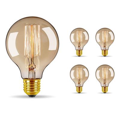Bravelight Edison Bulbs, 60W, E26E27 Base [G95], Ball Bulbs, Carbon Fiber Bulbs (Non-LED Bulbs), Warm White, Stylish Edison Bulbs, Retro Bulbs,