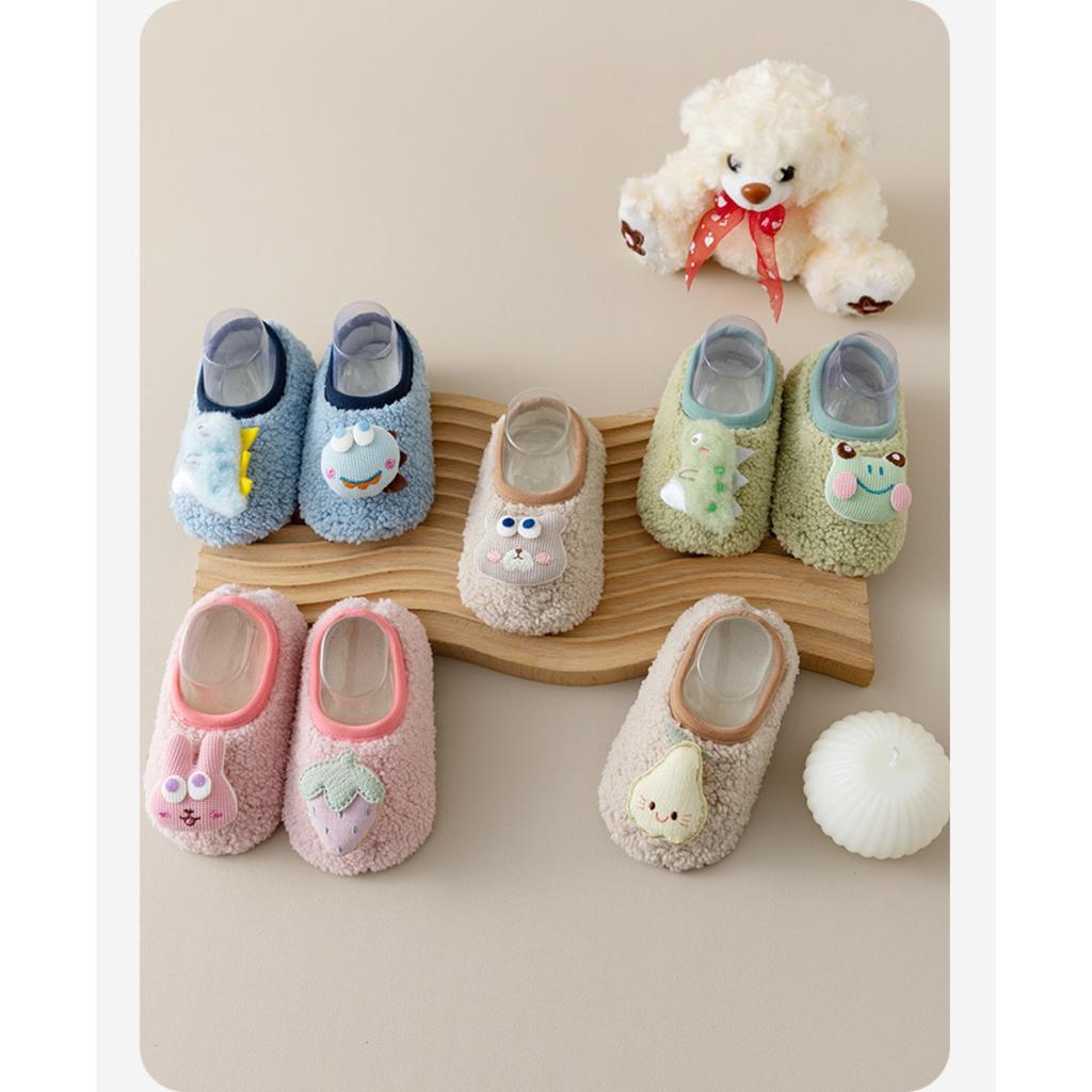 Floor Socks, Children's Autumn and Winter Thick Velvet Baby Walking Shoes, Baby Anti Slip Soft Soled Floor Socks, Early Education Shoe Covers