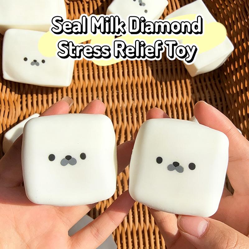 Cute Square Seal Squeeze Toy Soft Slow Rising Stress Relief Toy Kawaii Design For Kids Adults Gifts Home Office Use