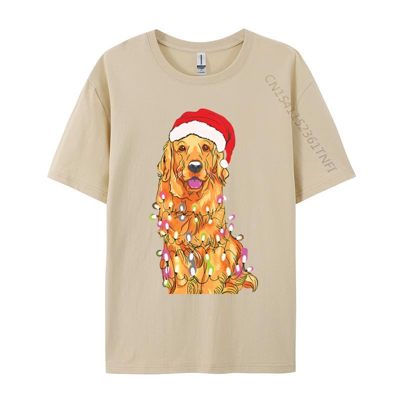 Christmas Pajama Golden Retriever Tshirts Cotton High Street Teeshirt Hip Hop Men Top Tshirts 3D Style