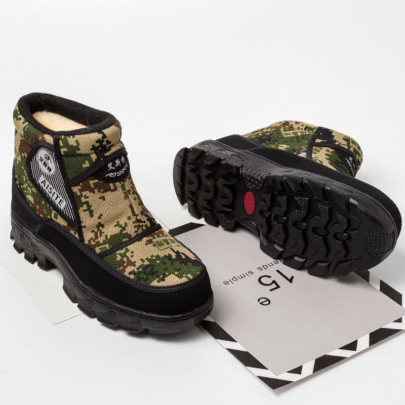 2019 Men Boots platform snow boots for men thick plush waterproof slip-resistant winter shoes Plus size ghn78