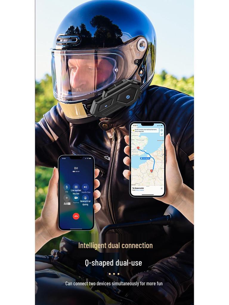 2025 Bluetooth 5.3 Motorcycle Helmet Headset with LED Lights, Waterproof Wireless Intercom