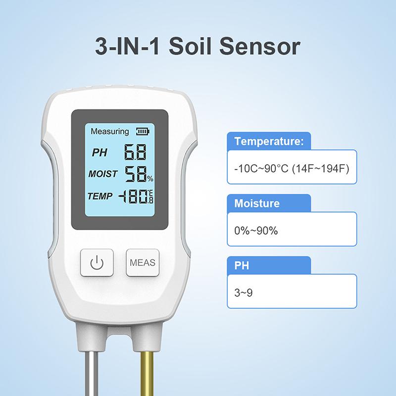 3 In 1 Digital Lcd Soil Meter Temperature Humidity Ph Meter With Backlight Plant Measuring Instrument For Flower Plants Garden