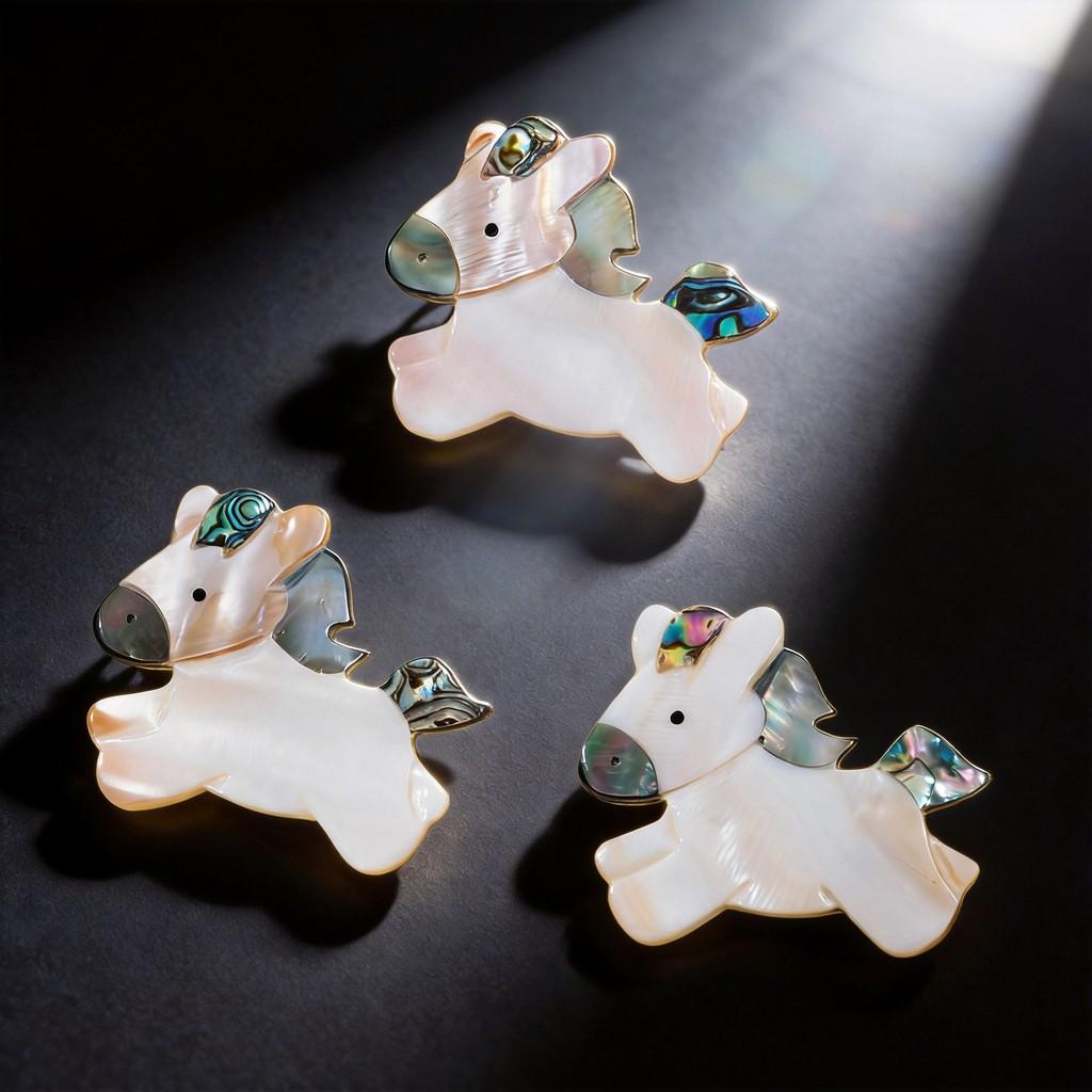 Animal Shell Brooch Handmade Natural Shell Pony Fashion Accessory For Women