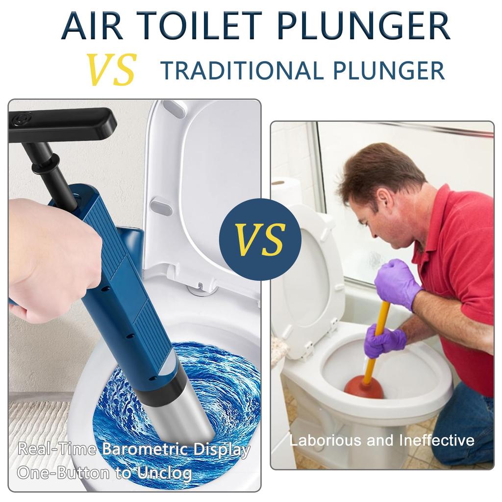 Oilet Plunger Set-High Pressure Air Plunger Drain Blaster Gun Drain Clog Remover Tool for Sink Bathroom Kitchen Pipe Floor Drain