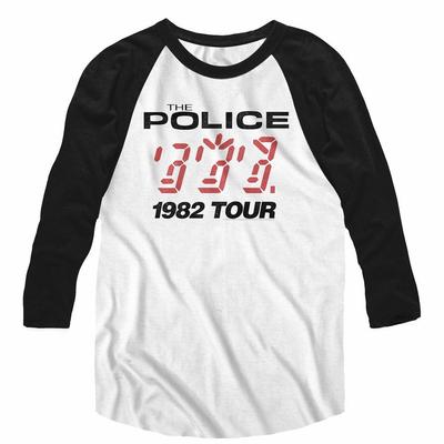 The Police 1982 Tour White/Black Adult Baseball Raglan T-Shirt Mens Womens Tees Top
