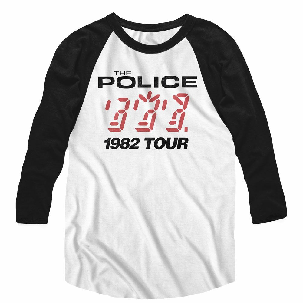 

The Police 1982 Tour White/Black Adult Baseball Raglan T-Shirt Mens Womens Tees Top XL