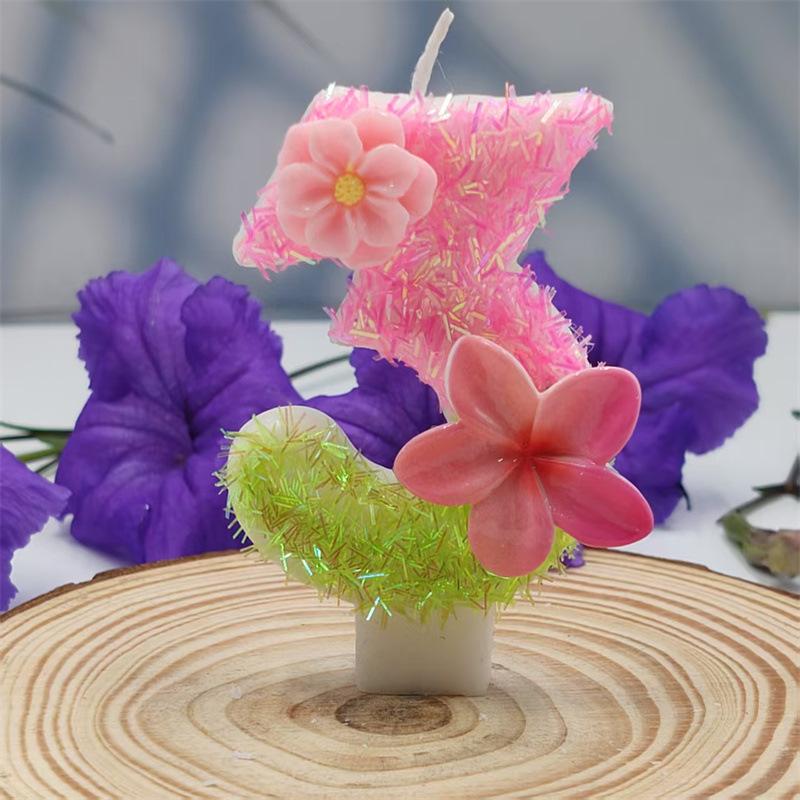 Creative Design Birthday Cake Frangipani Digital Candle Independent Packaging Party Decoration Handmade DIY Candle