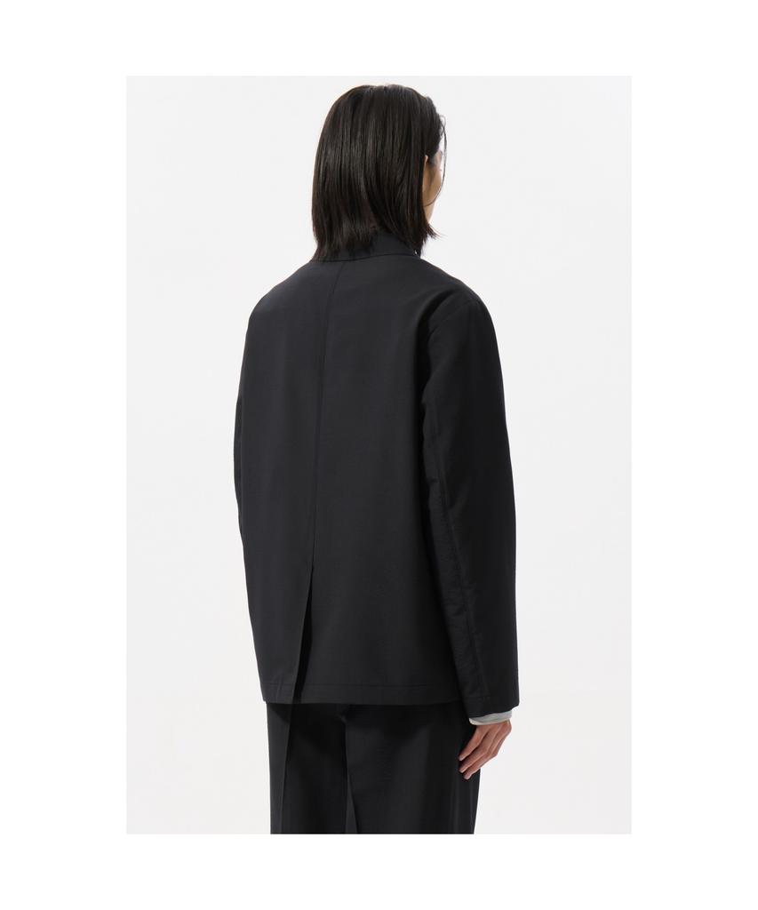 Customellow Navy Relaxed Fit Striped Setup Jacket Cwjam25423Nyd