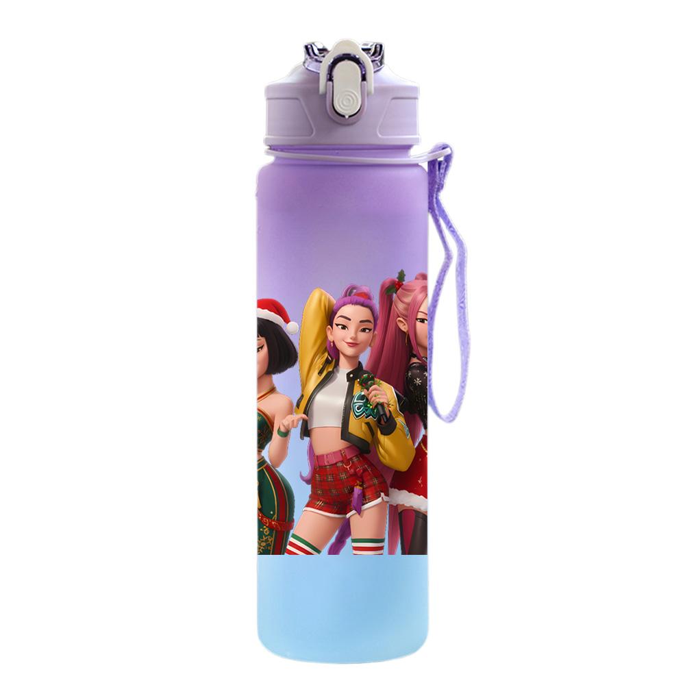 750Ml Water Bottle Christmas K-Pop Demon Hunters Printed Large Capacity Drinking Cup Portable Outdoor Sports Water Cup Children Kid Gift