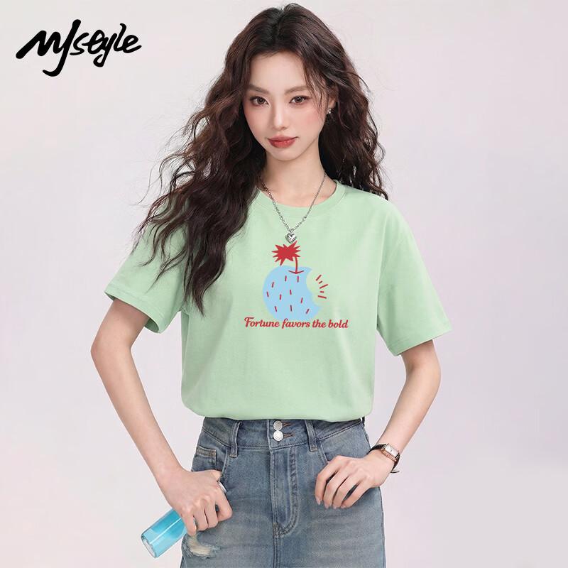 MJ STYLE Women's Pure Cotton Round Neck Short Sleeve T-shirt