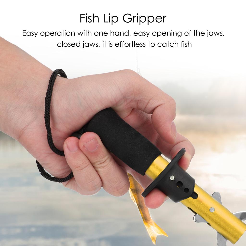 Fish Lip   Stainless Steel Fish Grip Holder Fishing Tool with Wrist Strap Fishing Gear Accessories