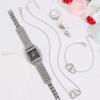 5pcs Set Watches Women Watches Simple Casual Women's Analog WristWatch Bracelet Necklace Earring Gift Montre Femme
