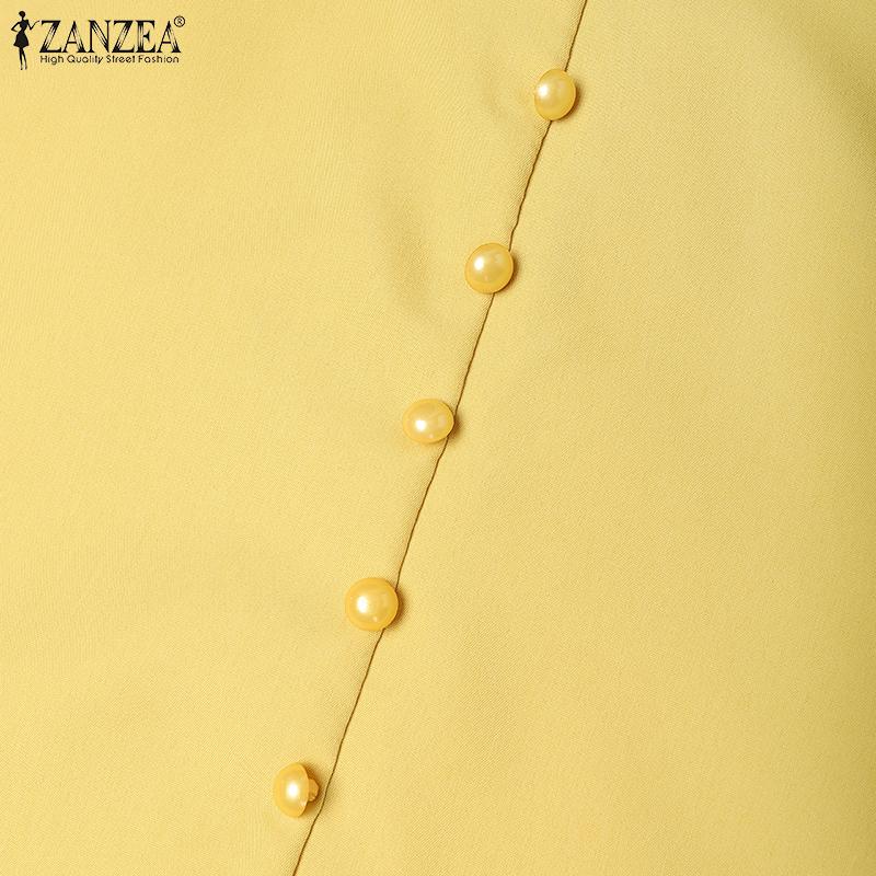 ZANZEA Rochie Casual de Vară cu Mânecă Scurtă și Decolteu în V pentru Femei