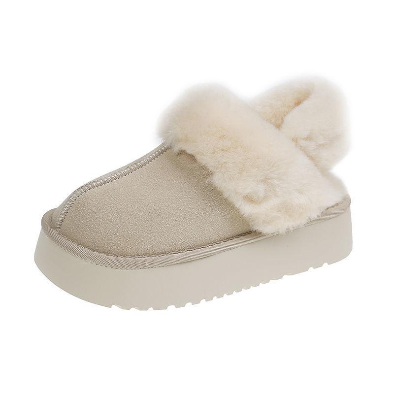 

Muffin thick-soled snow boots women s cotton shoes in the winter of 2025 two-wear bag head, piled and thickened half-drag warm fluffy shoes 42