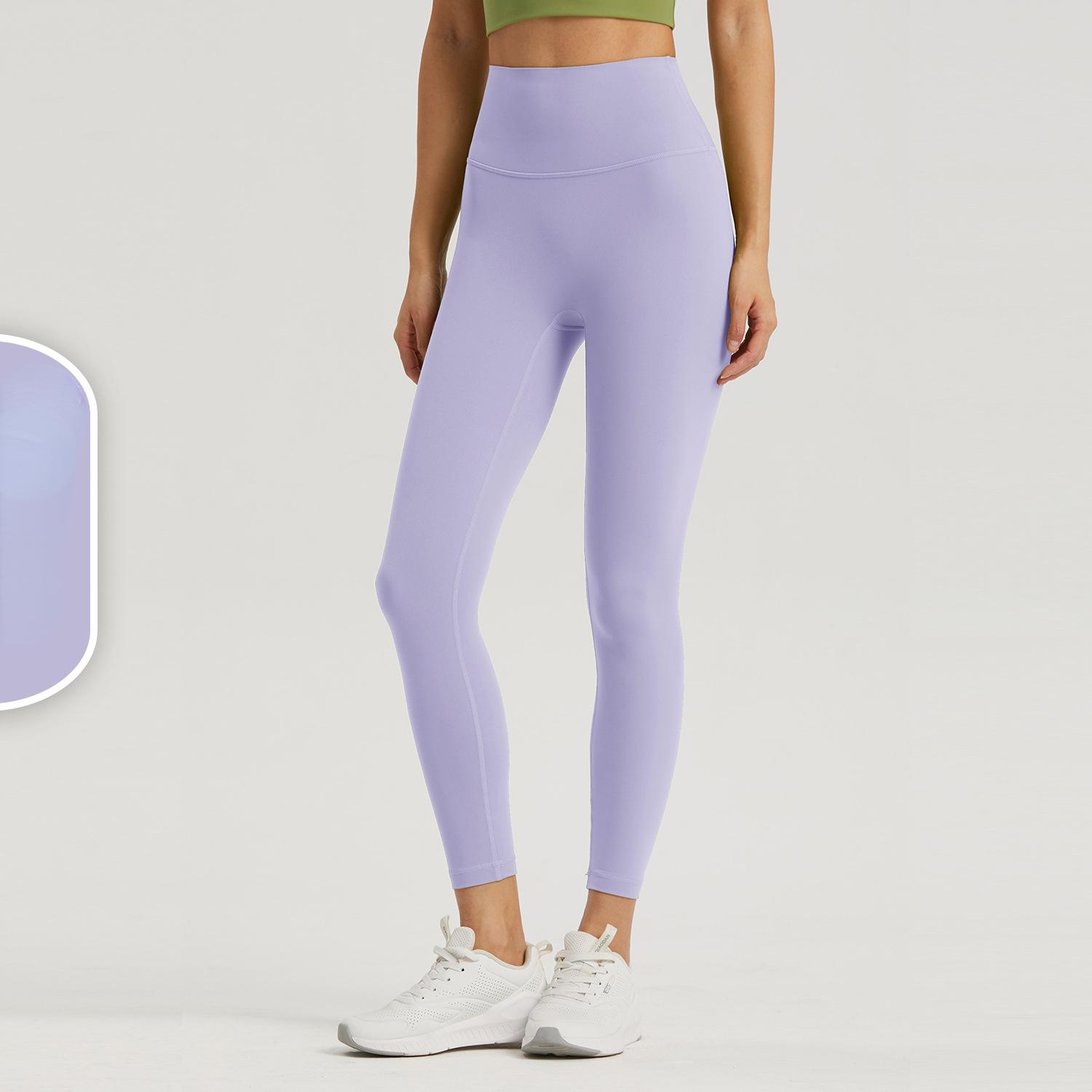 

Жіночі однотонні легінси для йоги Тренажерні штани з високою талією Легінси для тренажерного залу з підйомом сідниць Зручні спортивні спортивні штани для вправ з кишенею 10 синьо-фіолетовий