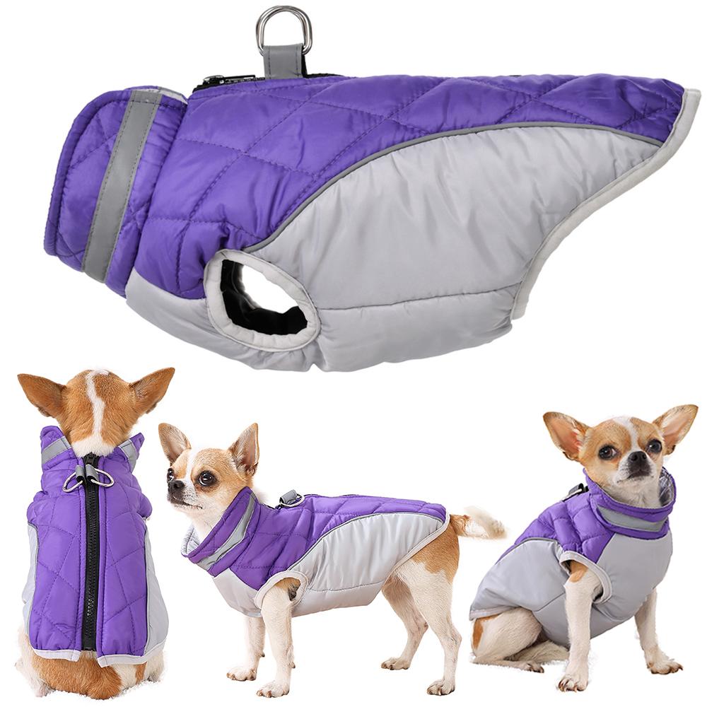 Dog Winter Clothes Lattice Reflection Puppy Jacket Splicing D-Ring Windproof Small Pet Vest Coats for Bulldog Pug Dog Costume