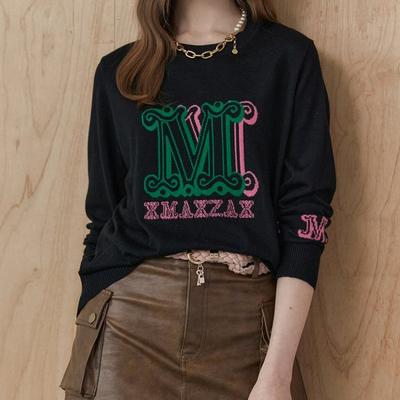 M Logo Lettering Round Neck Knit Zc10qk027on