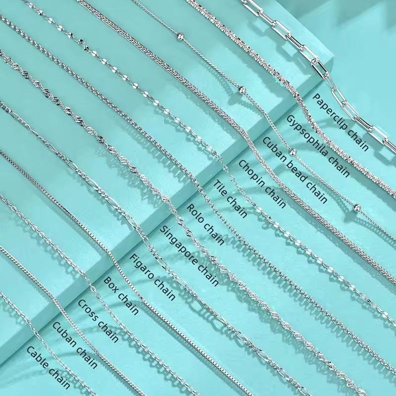 Custom 925 Sterling Silver Italy Link Chain Set Lobster Clasp Adjustable Snake Bone Sweater Chains Necklace Fashion Jewelry