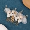 Exquisite Crystal Silk Flower & Gold Leaf Hairpin for Bridal Styling