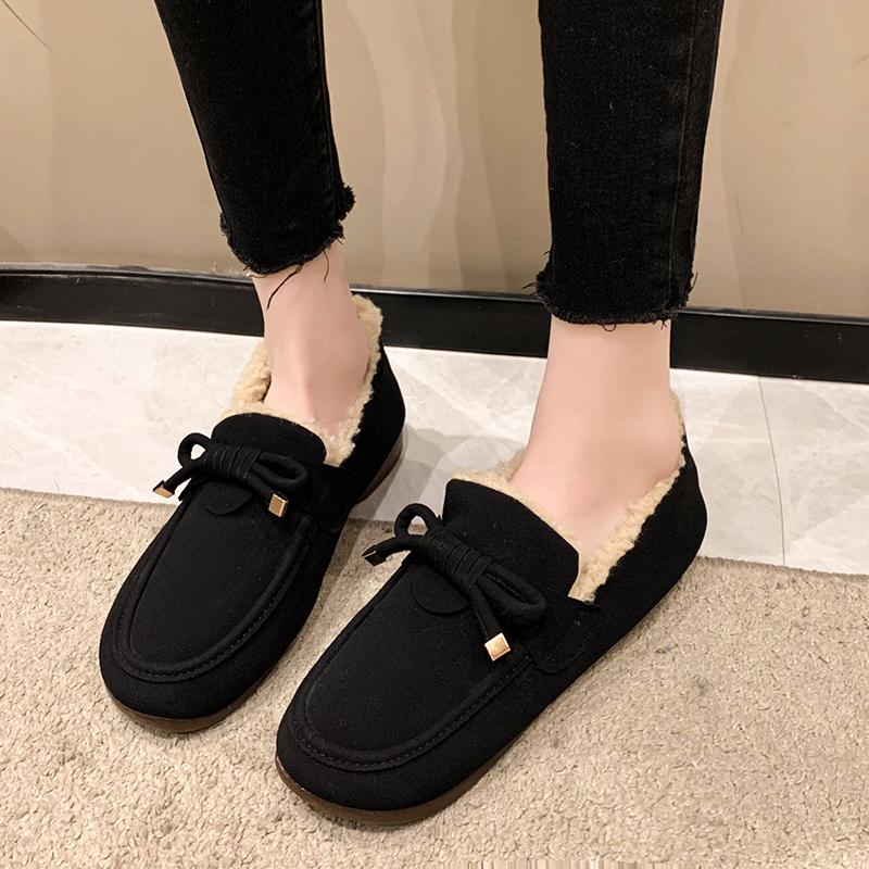 Fashion Winter Warm Shoes Fashion Low Top Flat Cotton Shoes Women Flats Casual Buckle Suede Comfort Platform Shoes