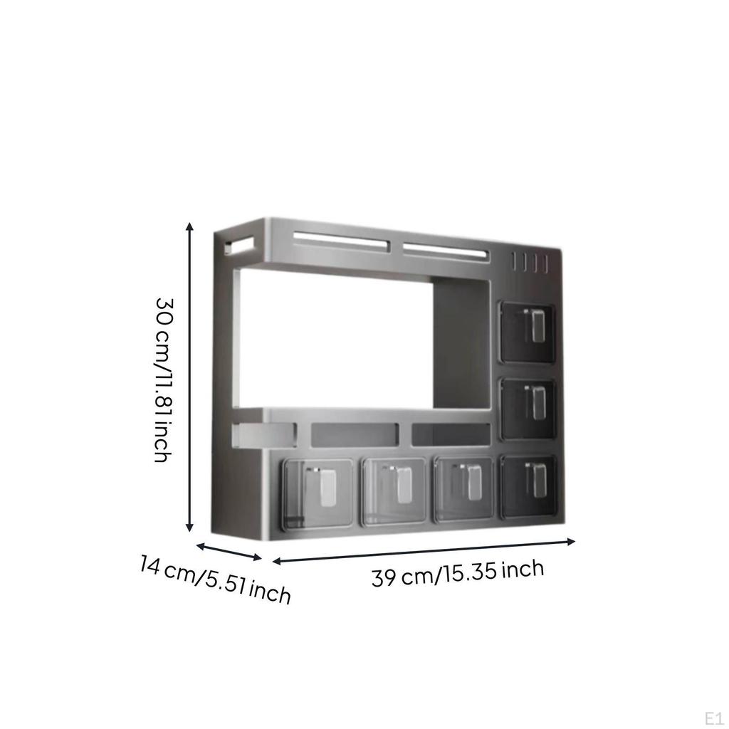 WallAttached Seasoning stand Rectangular Wall Rack OpenFrame for Kitchen, Rental Kitchens,