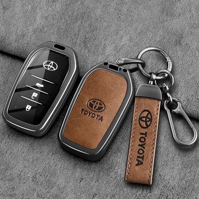 Zinc Alloy Leather Car Key Case Protective Case for CHR Hilux Fortuner Land Cruiser 200 Camry Corolla Crown RAV4 Highland