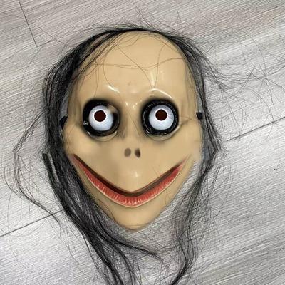 Nová halloweenska hororová maska s dlhými vlasmi Vtipná maska s ústami v tvare V s vlasmi Maska ženského ducha Cosplay MoMo Mask