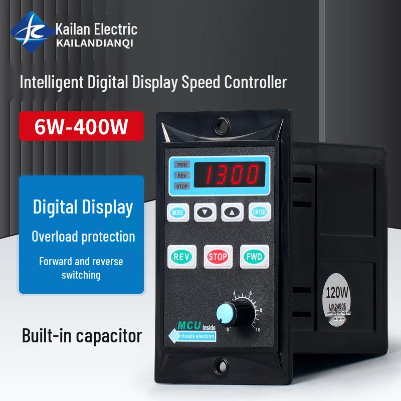 6-400W UX-52 AC Geared Motor Speed Controller with Stepless Control and Digital Display, 220V