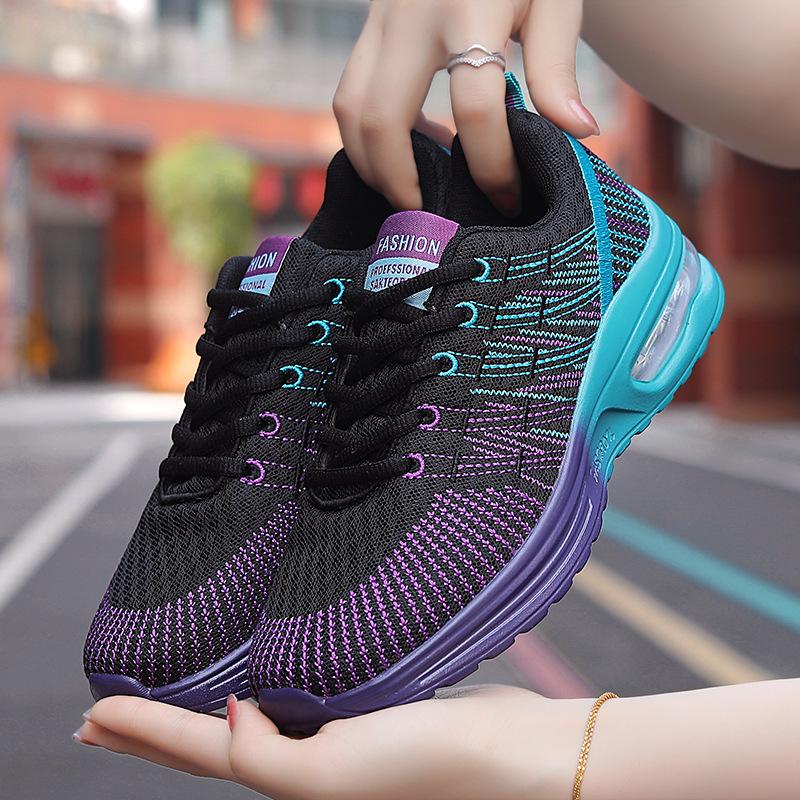 New Large Size Women's Lightweight Casual Shoes Breathable Fly-woven Air Cushion Sneakers
