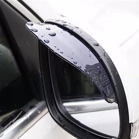 2 Pcs Black Car Rearview Mirror Rain Water Rainproof Eyebrow Cover Side Shield
