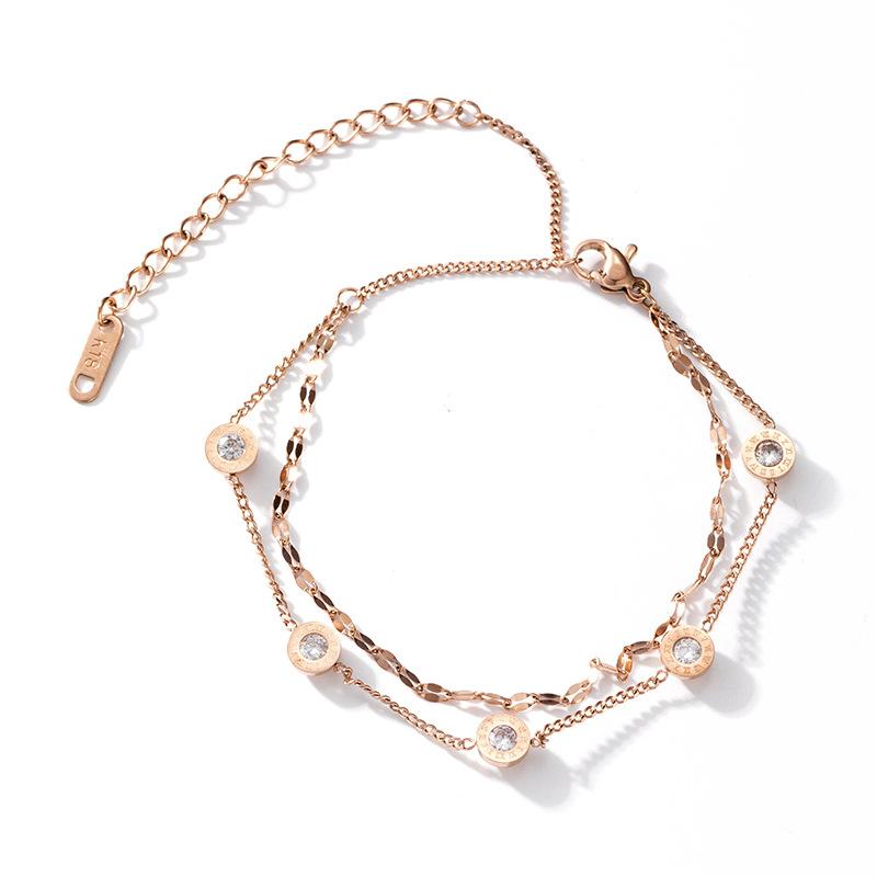 Dvojvrstvový prívesok s rímskymi číslicami v štýle vintage punk pre ženy Módny náramok s kúzlom pre ženy