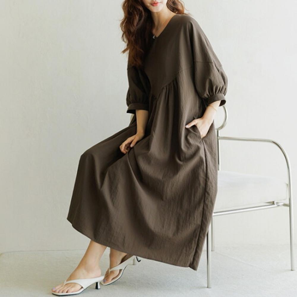 Dedra V Neck Shearing Dress Opf3010
