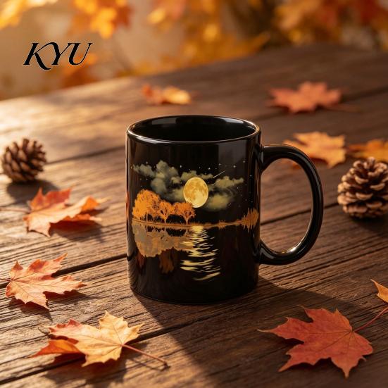 Haushaltsküchen-Grundausstattung Mondschein-Melodie Keramiktasse, 11oz 15oz Mondbeschienener Fluss Kaffeetasse Elegante Heißgetränke Tasse für Bürogebrauch Geschenk Liebhaber