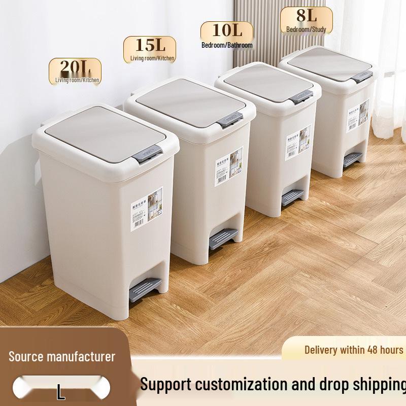 Pedal-Operated Pop-up Lid Trash Can for Bathroom, Kitchen, and Bedroom
