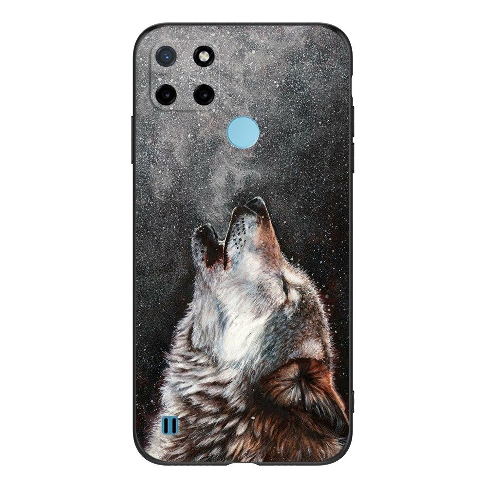 For Realme C21Y C25Y Case For OPPO Realme C21Y C25Y 4G Soft Case RMX3261 Coque 6.5inch Black Tpu Case Lion Wolf Tiger Dragon