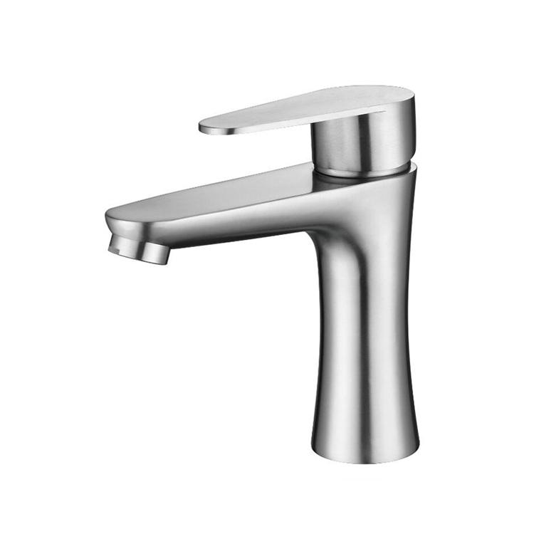 Modern Stainless Steel Thermostatic Single Handle Single Hole Deck Bathroom Basin Ceramic Cartridge Brushed Finish Bathroom (as the picture,Stainless Steel)