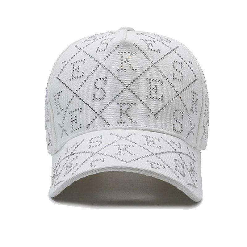 Boné de beisebol com letras de strass primavera verão feminino protetor solar viseira boné feminino rabo de cavalo boné panamá boné de pico
