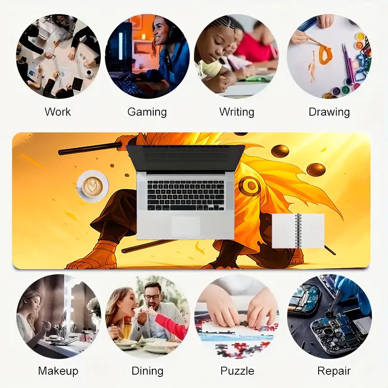 1Pc Naruto'S Determination Gaming Mouse Pad Keyboard Desk Mat Non-slip Rubber Lock Edge Waterproof Computer Mousepad for Office Home Decor S1396