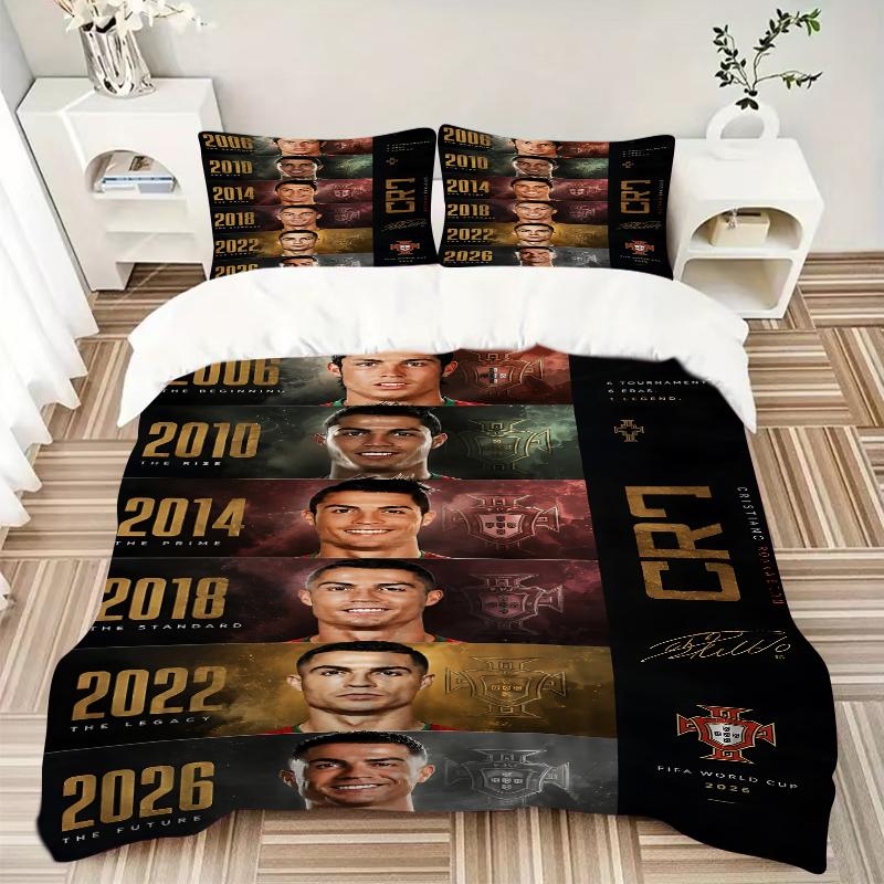 3Pcs Cristiano Ronaldo'S Journey Bedding Sets For All Sizes New 3D Printed Bed Cover Comforter Duvet Cover Pillowcase Bedroom Decoration