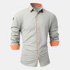 Men's Summer New Loose Print Long Sleeve Shirt Cardigan Beach Shirt