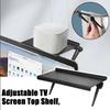 Adjustable TV Screen Top Shelf Computer Monitor Desktop Screen Top Storage Rack TV Box Router Shelf Rack Home Organizers Bracket
