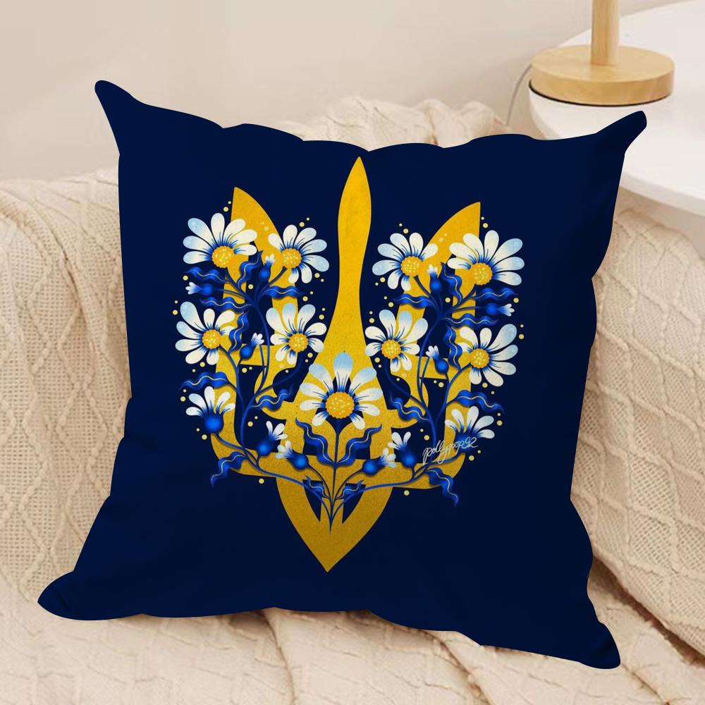 Uukraines Flag Aesthetic Cushion Cover Silky Short Plush DoubleSided Printed Pillow Case for Sofa All Seasons Home Decor Gift